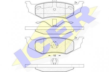 Комплект тормозных колодок, дисковый тормоз ICER 181114