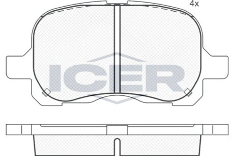 Гальмівні колодки, дискове гальмо (набір) ICER 181408