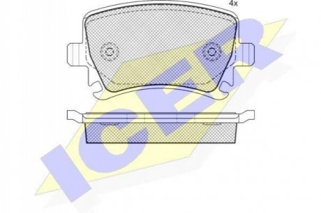 Гальмівні колодки задні (17,0mm) VW-Passat 1.6FSI,1.9-2.0TDI 05- Caddy 04- ICER 181600