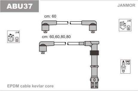 Провід в/в (каучук Kevlar) VW Passat 1.8/2.0 16V -96 Janmor ABU37 (фото 1)