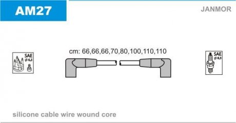Комплект проводов зажигания Janmor AM27
