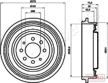 Барабан гальмівний (задній) Renault Kangoo 97- JAPANPARTS TA0703C