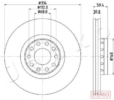 Диск гальмівний (передній) Audi 100/A6/A8 V8 2.2-4.2 88-02 (314x30) JAPKO 600924C