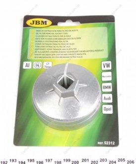 Насадка для снятия масляного фильтра (74x14C, VW/MB/BMW/AUDI/OPEL) JBM 52312 (фото 1)