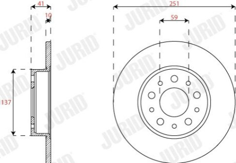 Гальмівний диск задній Fiat Tipo (2015->) Jurid 563295JC