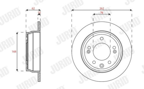 Гальмівний диск задній Hyundai Sonata VI, VII (2014->) / KIA Optima (2010->) Jurid 563591JC