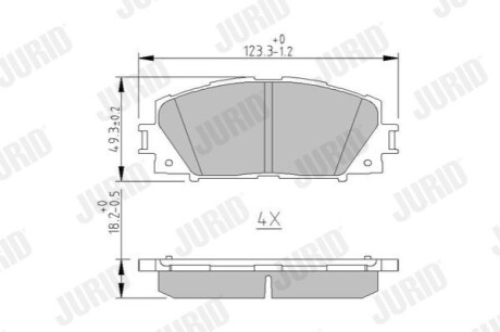 Колодки гальмівні Toyota Yaris 1.0 VVT-i, 1.3 VVT-i,1.4D-4D Jurid 572578J