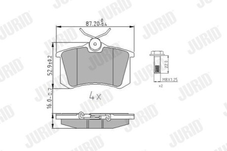 Колодки гальмівні RENAULT Megane III / Megane Coupé III Jurid 573847J