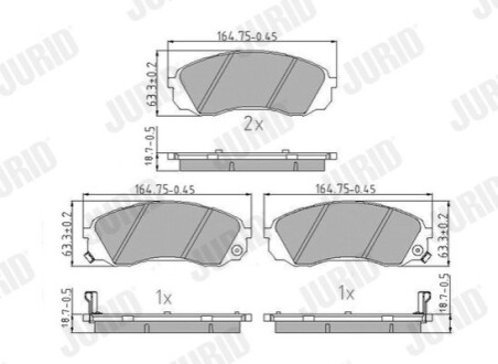 Гальмівні колодки передні HYUNDAI H-1/KIA CARNIVAL/Гальмівні колодки задні TOYOTA PROACE Jurid 573864J (фото 1)