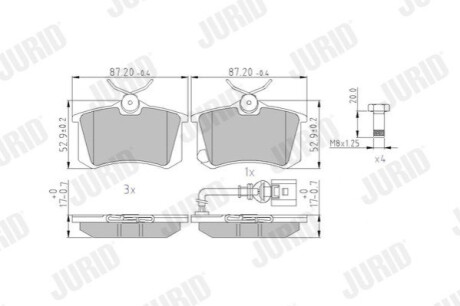 Тормозные колодки задние AUDI A2,A3/ SEAT Ibiza II, Toledo III/ Skoda Fabia I, Octavia I/ VW Golf V Jurid 573938J