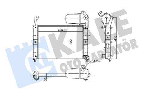 KALE FIAT Радиатор охлаждения Tempra,Tipo 1.4/1.6 88- Kale-oto-radyato 101500