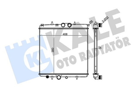 KALE PEUGEOT Радиатор охлаждения 307 1.4 00- Kale-oto-radyato 213200