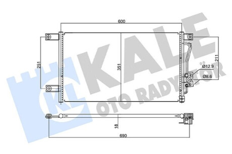 Радіатор кондиціонера (конденсатор) L200, Pajero Sport 98- Kale-oto-radyato 345785