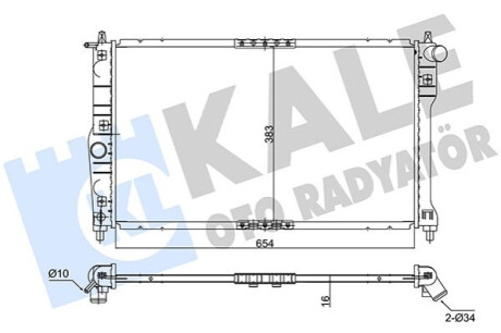 Радіатор охолодження Daewoo Lanos 1.4-1.6 97- (382x500x16) Kale-oto-radyato 348205