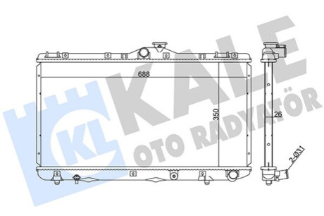 KALE TOYOTA Радиатор охлаждения Corolla 2.0D 92- Kale-oto-radyato 351885