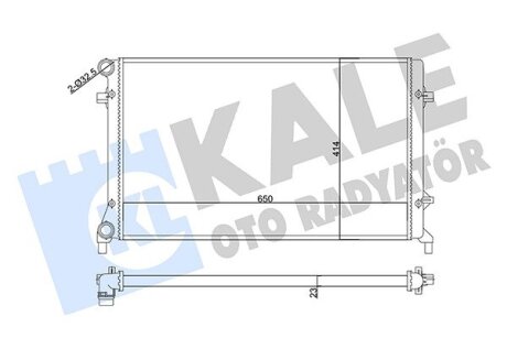 Радіатор охолодження VW Caddy III/Golf 1.4/1.6/2.0 03- (648x408x26) (ребра припаяні) Kale-oto-radyato 356920