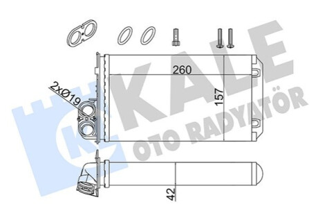 Радіатор обігрівача Renault Trafic II KALE OTO RADYATOR Kale-oto-radyato 357245