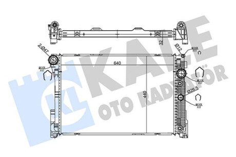 KALE DB Радиатор охлаждения двигателя (АКП) 640*440*32 W204, W212 Kale-oto-radyato 360180 (фото 1)