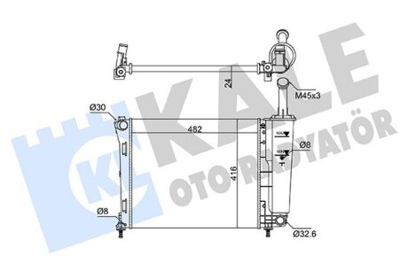 Радиатор охлаждения Fiat 500/Panda/Ford Ka 1.2 07- Kale-oto-radyato 363060