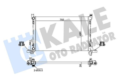 KALE FIAT Радіатор охолодження двиг. TALENTO 1.6 D 16-, OPEL, RENAULT Kale-oto-radyato 363085