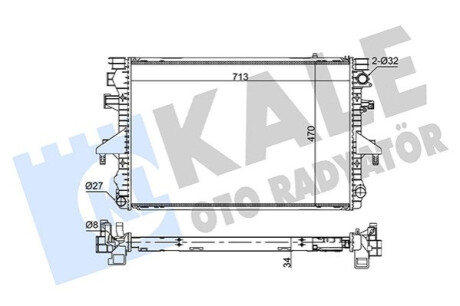 KALE VW Радіатор охолодження двиг. T5 2.5 TDI 03- Kale-oto-radyato 363090 (фото 1)