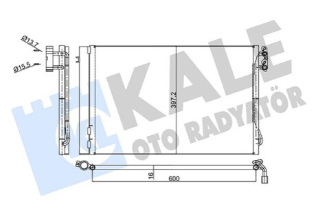 KALE BMW Радиатор кондиционера 1E81/87,3 E90,X1 E84 Kale-oto-radyato 376600