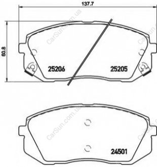 Колодки гальмівні передн 58101-3SA20 Hyundai Sonata (09-) - (KoreaAutoParts) (ST581013SA20 / TG7862 / ST581012SA00) KAP KM0703296 (фото 1)