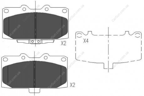 Комплект тормозных накладок, дисковый тормоз KAVO KBP-8003