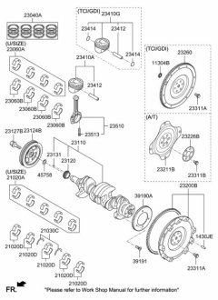 Вкладыш коренной Kia/Hyundai 210302B010