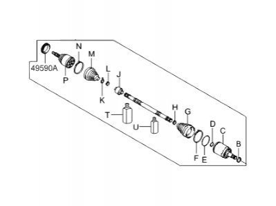 Полуось переднего моста Kia/Hyundai 495003L450