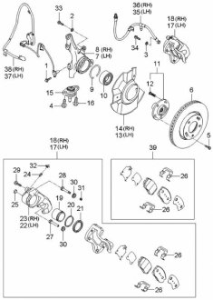 Цапфа передняя правая с ABS Kia/Hyundai 517162G100