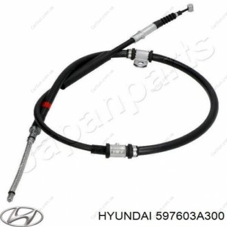 Трос стояночного тормоза левый (диск) Kia/Hyundai 597603A300