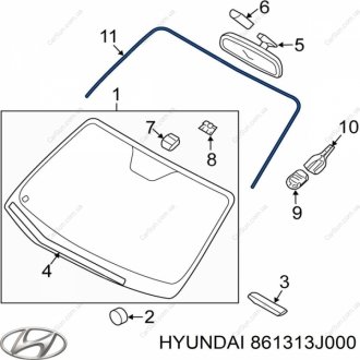 Молдинг скла лобового Kia/Hyundai 861313J000