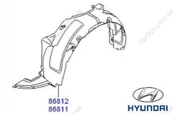 Підкрилок передній Kia/Hyundai 868122R500