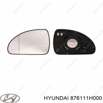 Стекло зеркала заднего вида левое Kia/Hyundai 876111H000
