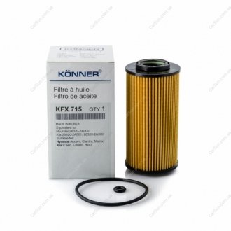 Фильтр масляный Hyundai Accent 05-/Kia Cerato 1.5 CRDi/Picanto 1.1 D/Rio 1.5 CR - Konner KFX-715 (фото 1)