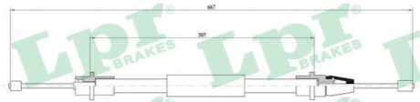 Трос, стояночная тормозная система LPR C0637B