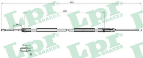 Трос, стояночная тормозная система LPR C1041B (фото 1)