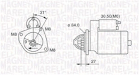 Стартер IVECO DAILY III/IV 2.3D/2.8D/3.0D 2.5kW MAGNETI MARELLI 063721203010