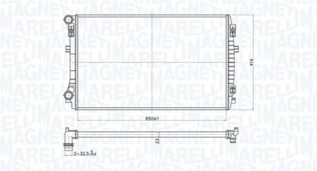 Радіатор охолодження VW Passat/Golf VII 12- (410.8x24x650) d=32.5mm MAGNETI MARELLI 350213173400