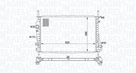 Radiator, engine cooling MAGNETI MARELLI 350213177600