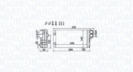 Радіатор пічки Peugeot 206/206+ 1.1-2.0D 98- MAGNETI MARELLI 350218416000