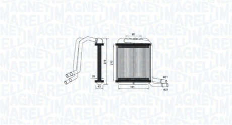 Радіатор пічки VW T5/T6 1.9-2.0TDI/2.0TSI 03- MAGNETI MARELLI 350218458000