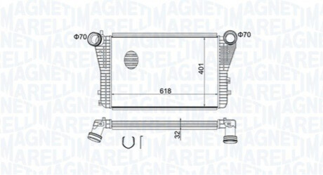 Радіатор інтеркулера VW Caddy III 1.9 TDI 04-10 MAGNETI MARELLI 351319204030