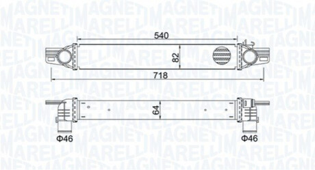 Intercooler CITROEN/FIAT/PEUGEOT NEMO, FIORINO/QUBO, BIPPER MAGNETI MARELLI 351319204360