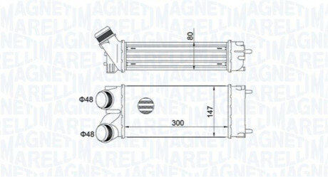 Радіатор інтеркулера Citroen Berlingo/Peugeot Partner 1.6HDi 04- MAGNETI MARELLI 351319204670