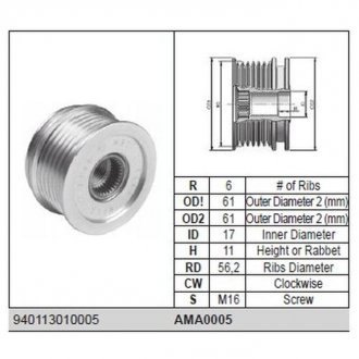 Ролик alternatora MAGNETI MARELLI AMA0005 (фото 1)