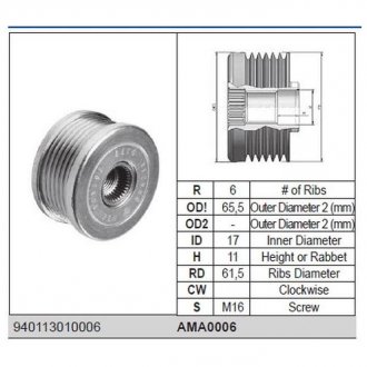 Ролик alternatora MAGNETI MARELLI AMA0006