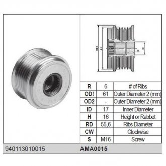 Ролик alternatora MAGNETI MARELLI AMA0015 (фото 1)