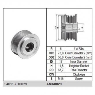 Ролик alternatora MAGNETI MARELLI AMA0029